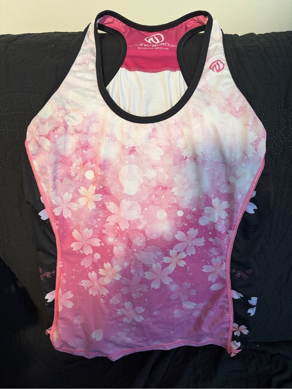 INKnBURN Pink and White Performance Racerback Tank